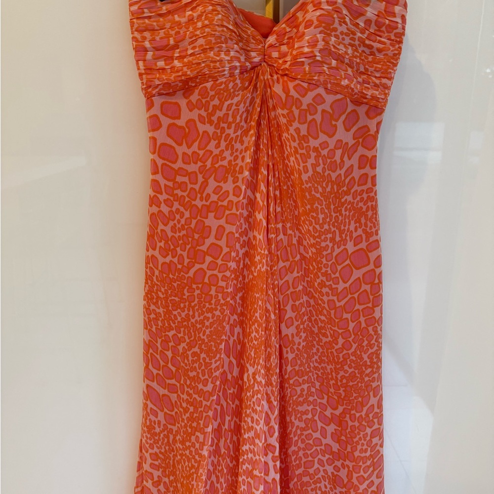 Laundry by Shelli Segal Elegant Orange and Pink Strapless Gown - Picture 3 of 9